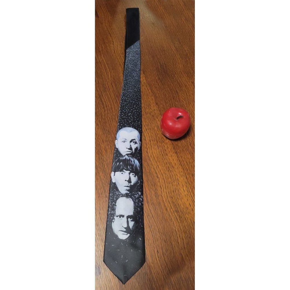 Ralph Marlin The Three Stooges Larry Moe Curly Black White Men's Tie Made in USA